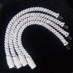 Fashion Jewelry 8mm Custom Size Bracelet 925 Sterling Silver Two Row Diamond Vvs Moissanite Cuban Link Bracelet