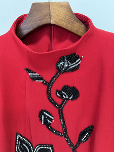 Robe de <span class=keywords><strong>soirée</strong></span> longue élégante de luxe rouge pour femme, à sequins floraux, manches longues, style <span class=keywords><strong>couture</strong></span>, moulante, pour fête - Product Image 5