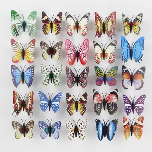 Hot Sell Souvenir Fridge Magnets Mixed Color Double layer 3D Butterfly Wall Sticker Home Deco