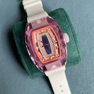 Luxurious Limited Edition Transparent Pink Diamond-encrusted Skeletonized Tourbillon <b>Automatic</b> Mechanical Diver Power Reserve - Product Image 6
