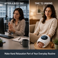 Masseur électrique pour les mains avec 3 niveaux de chaleur et 3 modes de massage, pression d'air, batterie 2000 mAh pour les mains et les bras fatigués