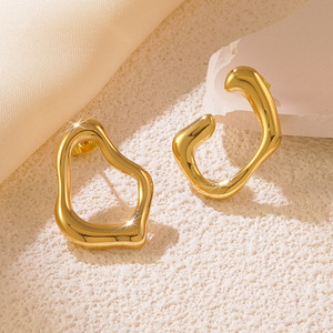 Pendientes Geométricos Irregulares para Damas Modernas, Pendientes Retro, Exagerados y de Alta Gama de Acero Inoxidable, Venta al por Mayor de Fábrica - Product Image 3
