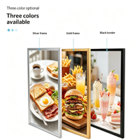 Boîte lumineuse publicitaire ultra-mince à économie d'énergie avec couvercle anti-reflet pour affichage lumineux de menus de café