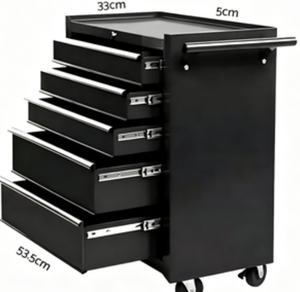 Heavy Duty 5 <b>Drawers</b> Metal Tool Cart, Wholesale Mobile <b>Lockable</b> Tool Chest Cabinet for Automotive Mechanic Warehouse Use - Product Image 2