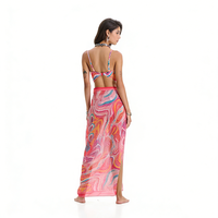 Vestido Halter Ligero de Poliéster Reciclado con Cintura Ajustable, Pareo de Playa Semitransparente para Mujer