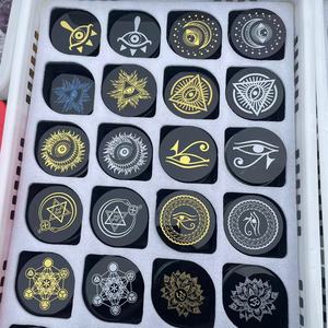 Natural Obsidian Plate Print Mirror Crystal Healing Stones Carvings Multi -style Available Home Decoration Obsidian Disc Mirror - Product Image 6
