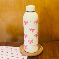 Gobelet isotherme en acier inoxydable personnalisé de la série Ribbon Bear, 17 oz/500 ml, bouteille à double paroi sous vide pour boissons chaudes/froides