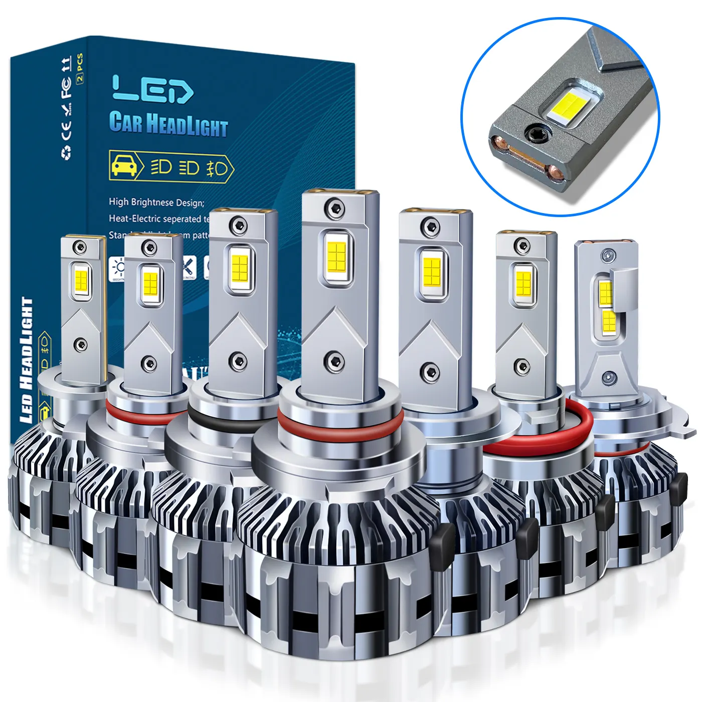 Hochleistungs-M8-Auto-LED-Glühbirne H11 Autofokus-LED H7 Automotriz 130Watt 26000lm Faro H13 H4 LED-Scheinwerfer