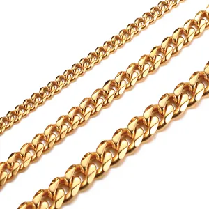 Fashion jewelry 18k gold plated choker bracelet stainless steel miami cuban link curb chain hip hop necklace men women gift