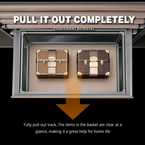 Panier de rangement coulissant en verre pour armoire, organisateur mural en aluminium à fermeture douce silencieuse avec triple amortisseur, détachable - Product Image 2