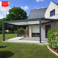 Duvara Monte Biyoklimatik Motorlu Alüminyum Pergola, Lüks Yağmur Geçirmez Otomatik Balkon ve Veranda Çardağı