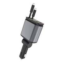 Lampe LED Super Fast Charger Mini Metal Digital 4 IN 1 Chargeur de voiture 66W USB + PD Fast Charge Car Charging Adapter Compatible