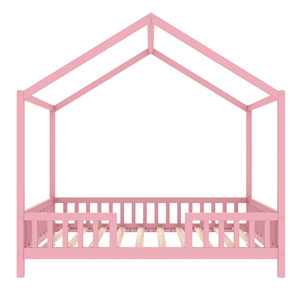 <span class=keywords><strong>Lit</strong></span> double pour tout-petits en forme de maison, <span class=keywords><strong>lit</strong></span> Montessori rose au sol avec baldaquin, adapté pour la chambre d'enfant, la crèche et la salle de jeux - Product Image 6