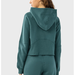 Sudadera con capucha de mujer con media cremallera y cuello alto y logotipo personalizado al por mayor - Product Image 2