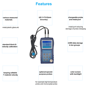 डिजिटल गिलास प्लास्टिक और धातु सामग्री मोटाई मीटर कार ऑप्टिकल लेंस अच्छी कीमत अल्ट्रासोनिक मोटाई गेज - Product Image 2