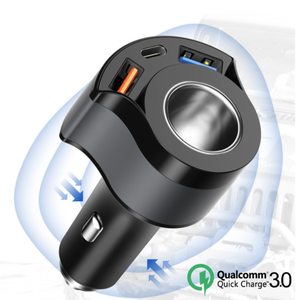 Groothandel USB 18W autolader type-C & <span class=keywords><strong>2</strong></span> USB slimme mini draagbare 12V/24V autolader snellader QC3.0 PD voor mobiele telefoon - Product Image 3