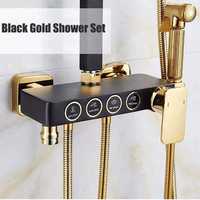 Système de Douche Carré Best-Seller Senducs, Robinet Mélangeur Baignoire Noir et Or, Robinet de Salle de Bain Chaud Froid, Ensemble de Douche Thermostatique