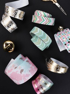 Ruban en organza gris menthe recyclé personnalisé, motif chevron, largeur 16 mm, longueur 9 m, détail en feuille d'or, emballage cadeau, garniture décorative - Product Image 4