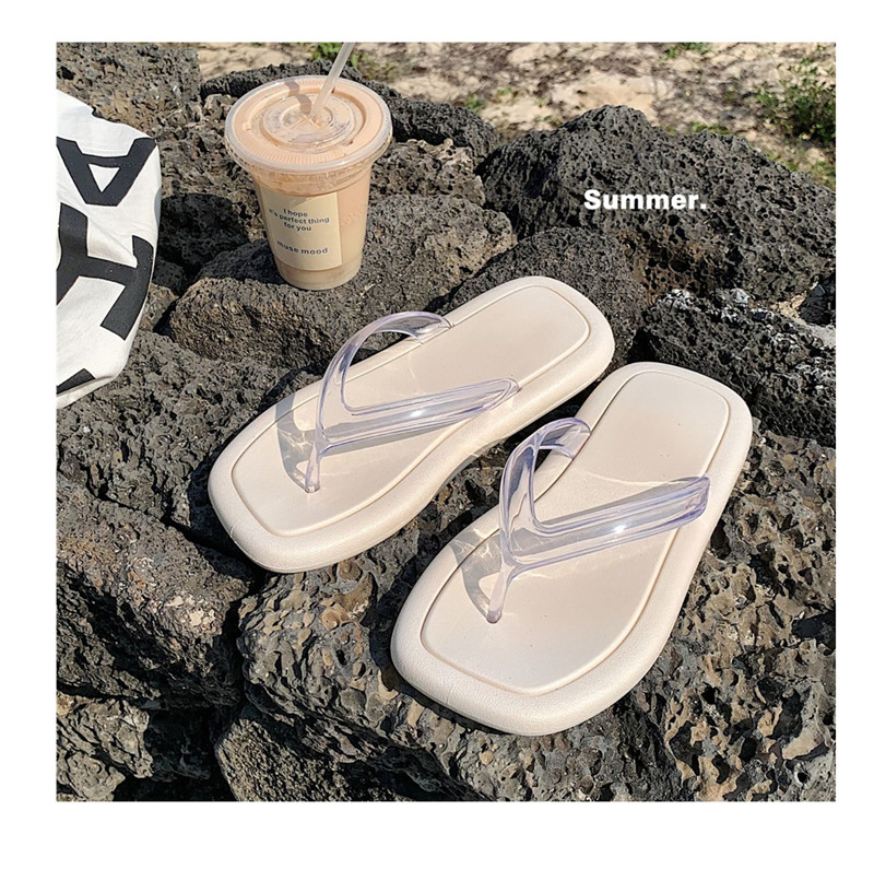 Transparent Belt Thong Flip-flops Women Summer Soft Sole Beach Flip Flops Slippers