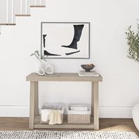 Table console en bois avec rangement pour entrée ou couloir et table de canapé étroite moderne avec étagère pour salon