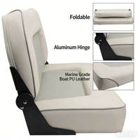 Dorham Marine Accessories – Siège double confortable pour bateau rapide, yacht, navire – Canapé pliant rembourré beige et noir – Fauteuil deux places
