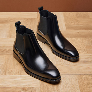 Botas Chelsea de Cuero para Hombre, Estilo Inglés, con Grabado, de Piel Vacuna, para Vestimenta Formal de Negocios - Product Image 2