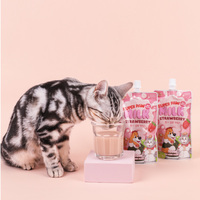 [Superpaw] SUPER PAW LAIT POUR ANIMAUX DE COMPAGNIE - Lait sans lactose à la fraise pour chats et chiens, soutien immunitaire, santé de la peau et du pelage, hydratation, vitamines, etc.