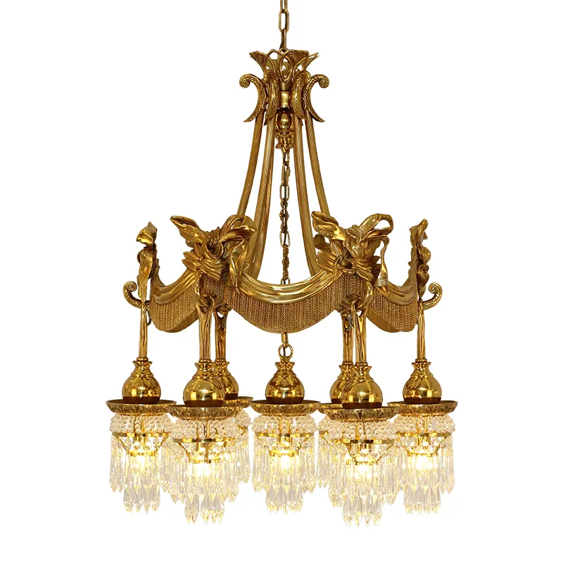 Klassieke Luxe Gouden Kroonluchter Slaapkamer Kroonluchters Woonkamer Messing Hanglamp