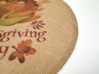 Napperon rond de récolte d'automne pour Thanksgiving, motif citrouille et maïs en toile de jute, résistant à la chaleur, antidérapant, lavable, pour la décoration de table à manger