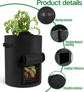 Bolsas de Cultivo de Patatas Transpirables Negras Duraderas de 10 Galones con Asas Reforzadas, Contenedores de Jardín de Tela No Tejida Ecológica - Product Image 3