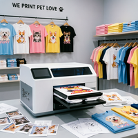 Imprimante DTG A3 pour petites entreprises, impression de vêtements DIY, imprimante intelligente H5 AI Drawing pour les boutiques de vêtements