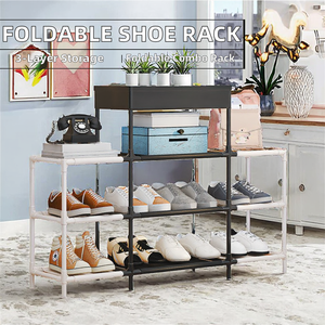 Zapatero Plegable de Plástico de Tres Niveles con Diseño Multifuncional, Almacenamiento Simple y Compacto para el Hogar - Product Image 2