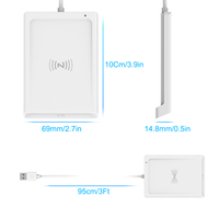 适用于Windows Android Linux的2合1 RFID NFC智能卡读卡器非接触式ISO14443A/B ISO7816 USB接口轻松外部