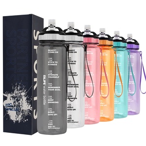 Botella de agua de gimnasio sin BPA personalizada <span class=keywords><strong>Tristan</strong></span>, marcador de tiempo, botella de agua deportiva de plástico portátil que incluye tapa novedosa para comida - Product Image 6