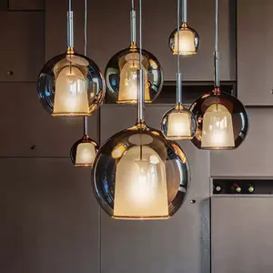 Nordic Cafe Ceiling Indoor Lighting Shandalier Lustre hang Pendente Stair Blown Glass Modern Chandeliers Pendant Lights