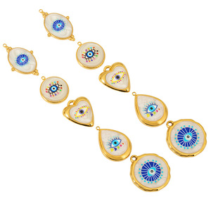 Colgante de acero inoxidable con esmalte de ojo turco, formas mixtas, chapado en oro, para hacer collares, accesorio de joyería DIY - Product Image 3