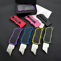 Couteau utilitaire rétractable de qualité supérieure avec lame en acier SK5, manche en fibre de carbone et clip de poche pour EDC, bureau, extérieur, vente en gros, OEM