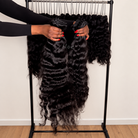 Rambut India Mentah Dalam Bundel, Bundel Rambut Keriting India, Rambut Manusia Bergelombang Alami, Vendor Pabrik Grosir