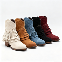 Nouvelles Bottines Décontractées Quotidiennes à Bout Rond pour Femme, Chaussures d'Hiver Noires Confortables à Talon Carré Épais