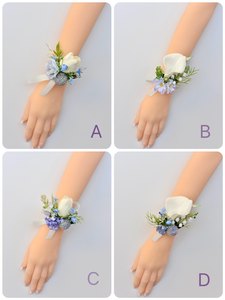 Corsage <span class=keywords><strong>de</strong></span> Boda para Novios, <span class=keywords><strong>Padres</strong></span>, Familia, Damas <span class=keywords><strong>de</strong></span> Honor, Padrinos, Invitados <span class=keywords><strong>de</strong></span> Ceremonia, Flor Brillante Azul Claro Desmontable - Product Image 4
