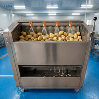Hoogcapaciteits aardappel schilmachine met borstelrollen, lage verliezen, automatische was- en schilmachine voor aardappelchipsfabrieken