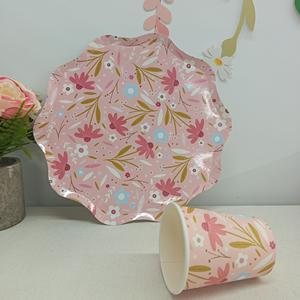 DAMAI - Juego de Vajilla Desechable de Papel con Diseño de Flores, Platos y Vasos para Fiestas, Suministros para Fiestas de Té y Bodas - Product Image 4