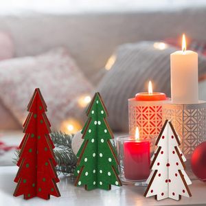 Giáng Sinh Trang Trí Nội Thất 3PC Bàn Gỗ Mộc Mạc Cây Giáng Sinh Trang Trại Bằng Gỗ Xmas Trung Tâm Bảng Nhỏ Xmas Cây Tầng Khay - Product Image 4