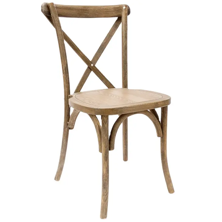 Французская винтажная мебель из массива дерева, деревянный крестообразный стул со спинкой для бистро
