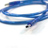Cable de Extensión de Datos USB 2.0 Vellygood U44 Suministrado por el Fabricante, Blindaje Trenzado de Cobre Completo, Azul Transparente, Macho a Hembra