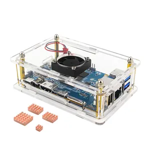 Orange Pi 5 Clear Box Transparent Enclosure Optional Copper or Aluminum Heat Sink and Cooling Fan Acrylic Case Kit for Opi 5