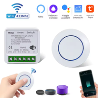 Interrupteur intelligent WiFi Tuya, récepteur relais RF 433Mhz, mini bouton rond sans fil, télécommande, application Smart Life, contrôle vocal Alexa Google Home