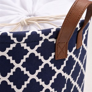Panier à linge KUYUE avec cordon de serrage, poignées en cuir PU, motif treillis, pour le linge et les jouets - Product Image 2