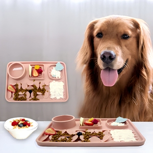 ชามอาหารสัตว์เลี้ยงแบบไม่ใช้แรงดูด ปลอดสาร BPA สำหรับสัตว์เลี้ยง ช่วยให้กินช้าลง พร้อมแผ่นรองเลียสำหรับสุนัข - Product Image 1