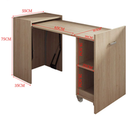 Escritorio moderno contemporáneo de melamina para ordenador con estantes y cajones, escritorio de madera plegable para oficina y estudio en casa, uso en dormitorio